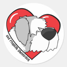 I Love my Old English Sheepdog Round Sticker