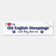 I Love My Old English Sheepdogs (Multiple Dogs) Bumper Sticker