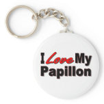 I Love My Papillon Dog Keychain