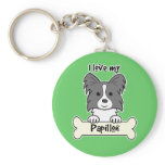 I Love My Papillon keychains