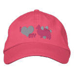 I Love my Papillon Pink embroidered hats