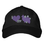 I Love my Papillon Purple embroidered hats