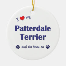 I Love My Patterdale Terrier (Female Dog) Christmas Ornament