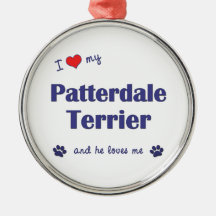 I Love My Patterdale Terrier (Male Dog) Christmas Tree Ornaments