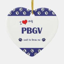 I Love My PBGV (Male Dog) Ornament