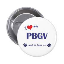 I Love My PBGV (Male Dog) Pinback Button