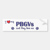 I Love My PBGVs (Multiple Dogs) Bumper Stickers