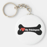 I Love My Pekingese - Dog Bone Key Chain