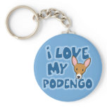 I Love My Podengo Keychain