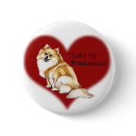 "I Love My Pomeranian" Dog Art Button