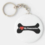 I Love My Pomeranian - Dog Bone Keychains