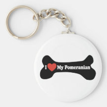 I Love My Pomeranian - Dog Bone Keychains