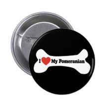 I Love My Pomeranian - Dog Bone Pinback Buttons