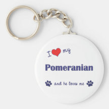 I Love My Pomeranian (Male Dog) Keychain