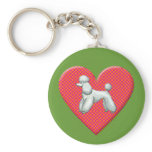 I Love My Poodle Red Heart Art Print Key Chains