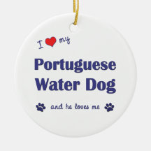 I Love My Portuguese Water Dog (Male Dog) Christmas Tree Ornament
