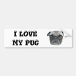 I love my pug bumper sticker