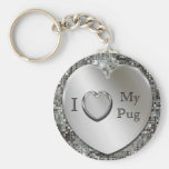 I Love My Pug Heart Keychain