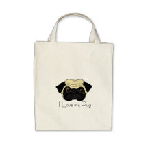I Love my Pug Tote Bags