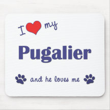 I Love My Pugalier (Male Dog) Mousepad