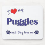 I Love My Puggles (Multiple Dogs) Mouse Mat