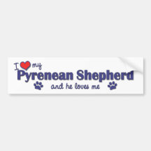 I Love My Pyrenean Shepherd (Male Dog) Bumper Sticker