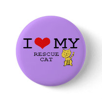 I Love My Rescue Cat Button