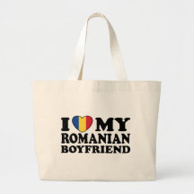 I Love My Romanian Boyfriend Canvas Bags