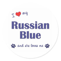 I Love My Russian Blue (Female Cat) Stickers