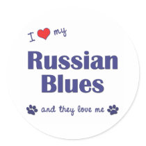 I Love My Russian Blues (Multiple Cats) Round Sticker