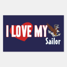 I Love My Sailor Rectangular Stickers