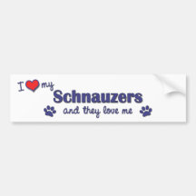 I Love My Schnauzers (Multiple Dogs) Bumper Sticker