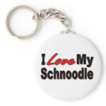 I Love My Schnoodle Dog Keychain