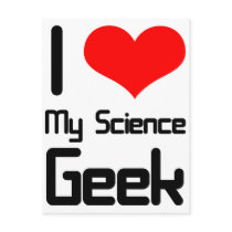 I love my science geek postcard