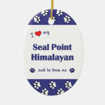 I Love My Seal Point Himalayan (Male Cat) Christmas Tree Ornament