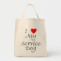 I Love My Service Dog Tote Bags