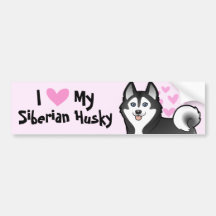 I Love My Siberian Husky / Alaskan Malamute Bumper Stickers