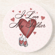 I Love My Soldier Beverage Coaster