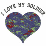I Love My Soldier Camouflage Heart embroidered shirts