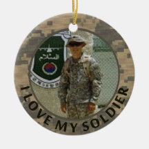 I Love My Soldier Military Photo Customisable Christmas Ornament