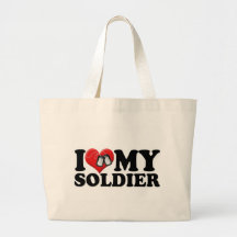 I Love My Soldier Tote Bags