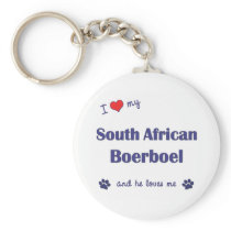 I Love My South African Boerboel (Male Dog) Keychain