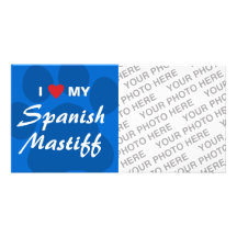 I Love My Spanish Mastiff Pawprint Customised Photo Card