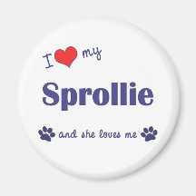 I Love My Sprollie (Female Dog) Fridge Magnets
