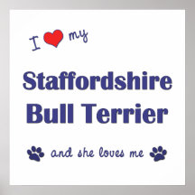 I Love My Staffordshire Bull Terrier (Female Dog) Print