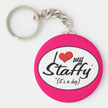 I Love My Staffy (It's a Dog) Key Chain
