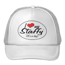 I Love My Staffy (It's a Dog) Mesh Hats