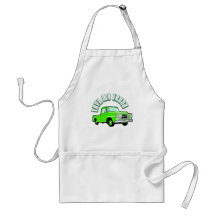 I love my truck - Old, classic green pickup Aprons
