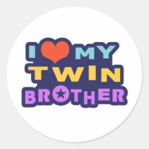 I Love My Twin Brother Round Sticker