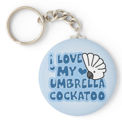 I Love My Umbrella Cockatoo Keychain by MenagerieMayhem